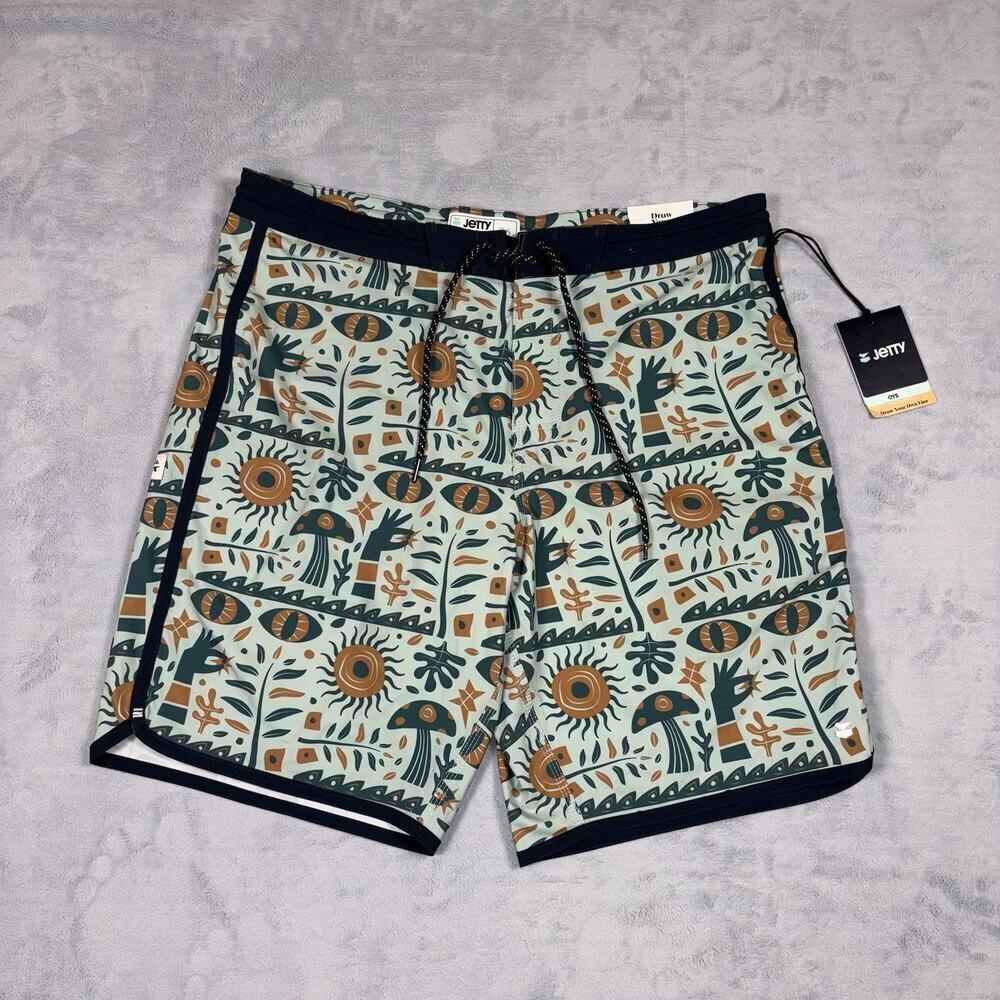 JETTY Atlantic Boardshorts Aqua Men’s Size 36 Swim Trucks Surfing Athletic NWT